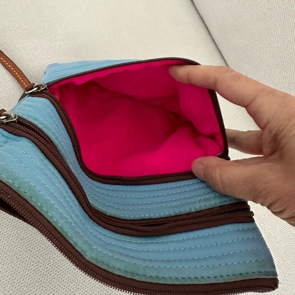 DOONEY & BOURKE BLUE TRIPLE ZIPPER FRONT CROSSBODY BAG - Picture 7 of 14